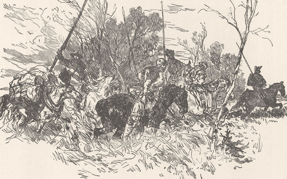 GERMANY. Freebooter knights carrying off goods 1903 old antique print picture